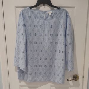 Liz Claiborne Sky Blue Floral Blouse